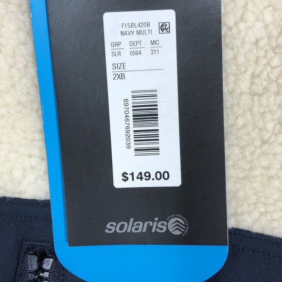 Solaris Vest 2XB Big Man Reversible Navy Cream Multi-Climate Sherpa Full Zip - Picture 12 of 14